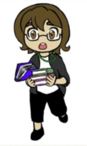 Chibi of author with books