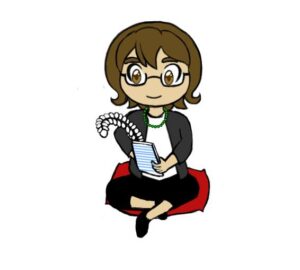 Chibi of author writing